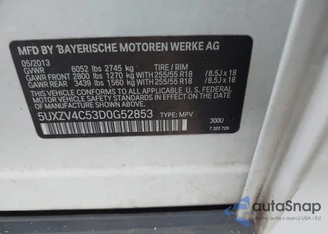 2013 BMW X5 xDrive35I from USA, damaged, VIN 5UXZV4C53D0G52853